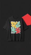 Oversized graphic T-shirt in urban coral