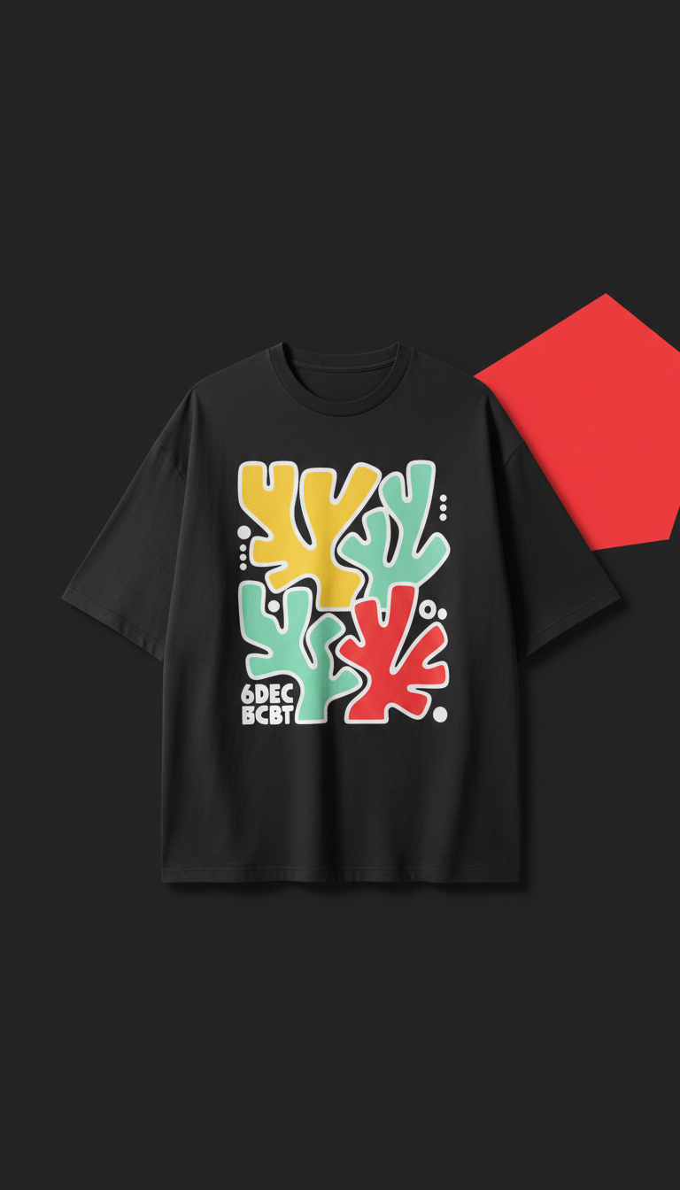 Oversized graphic T-shirt in urban coral