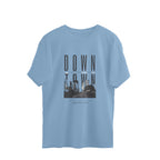 Light blue t-shirt with 'Downtown' graphic design on a white background