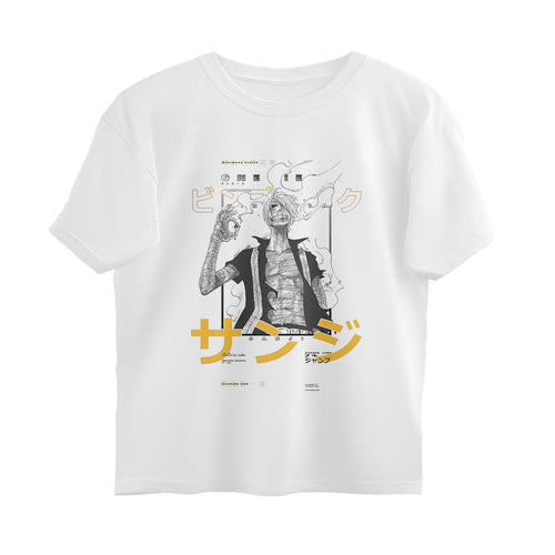 Black Leg Sanji – Fire Kick Oversized Fit T-Shirt, front view