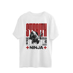 White t-shirt with 'Stealth Ninja' graphic design on a white background