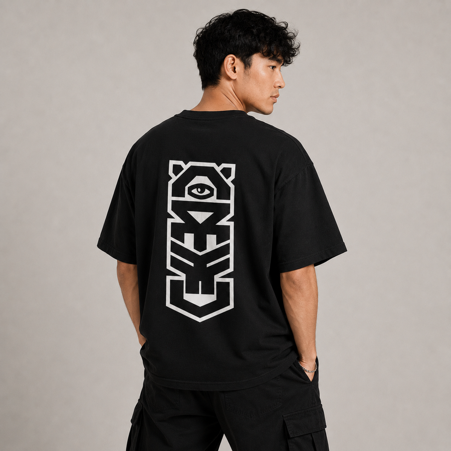 Virox feat Black eye oversized black t shirt