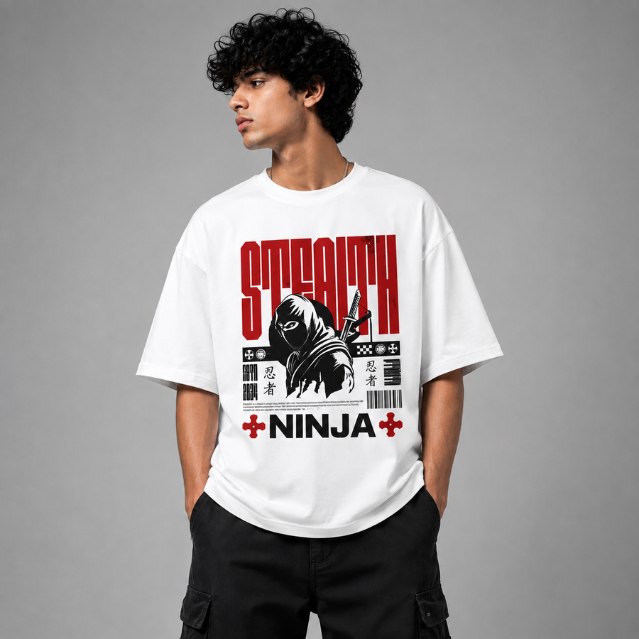 Stealth Ninja Oversized T-Shirt – Japanese Streetwear Graphic by Virox Wear - Virox - Premium Oversized Streetwear