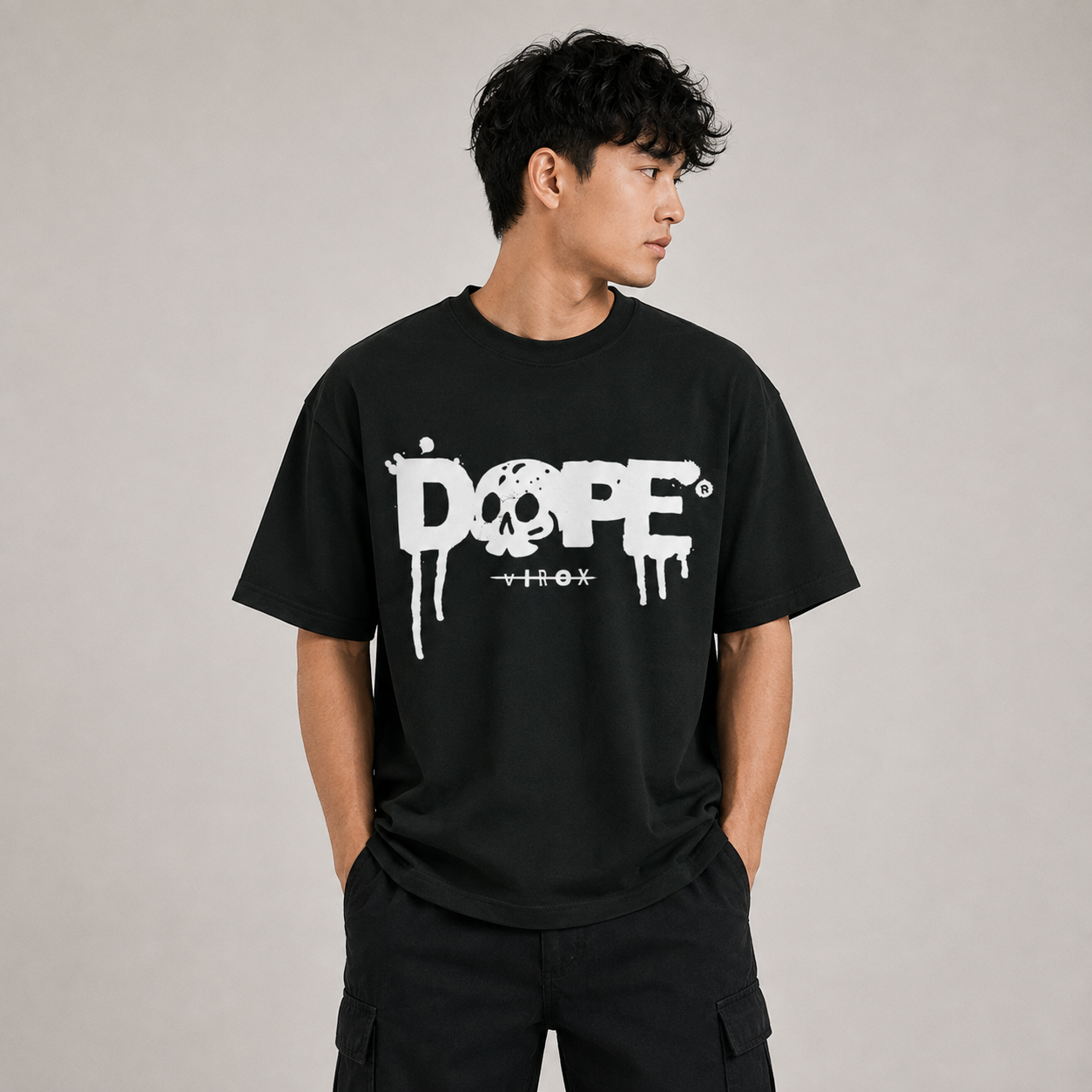 DOPE – Skull Typography Oversized T-Shirt by Virox Wear
