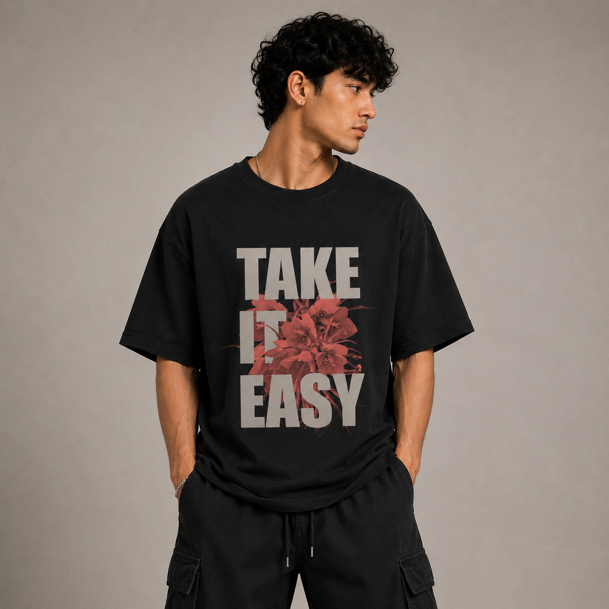 Virox Oversized Printed T-Shirt – Take It Easy Typography | Casual Streetwear Tee - Virox - Premium Oversized Streetwear